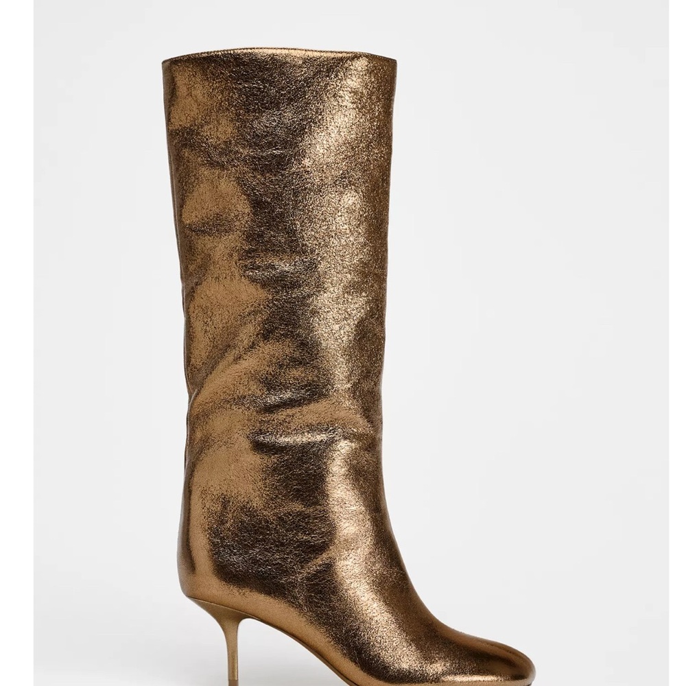 Gold Knee-High Women's Boots